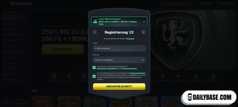 Registrierung im Online Casino mit 400% Bonus