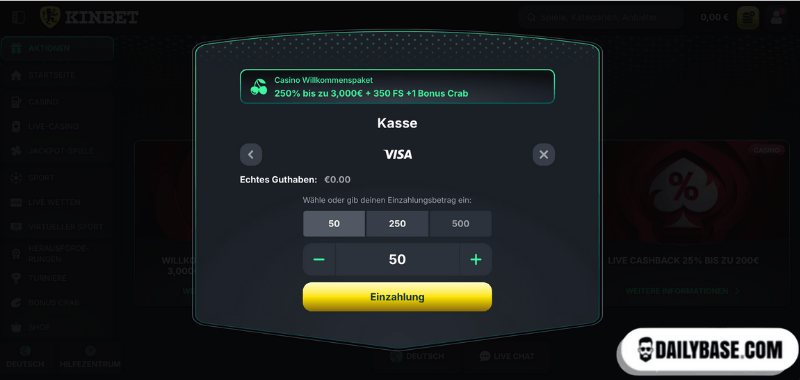 Einzahlung Casino mit 100% Bonus