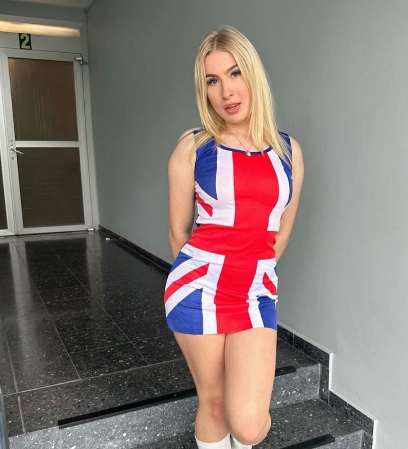 Astrid in England flag
