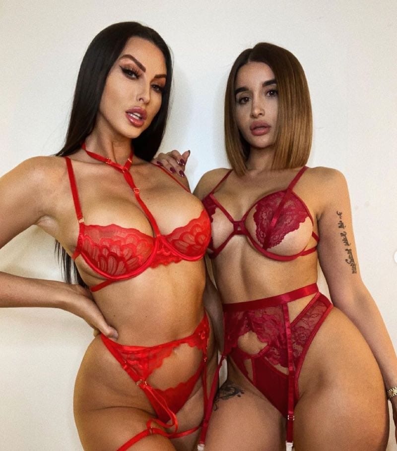 Babes in red lingerie alice