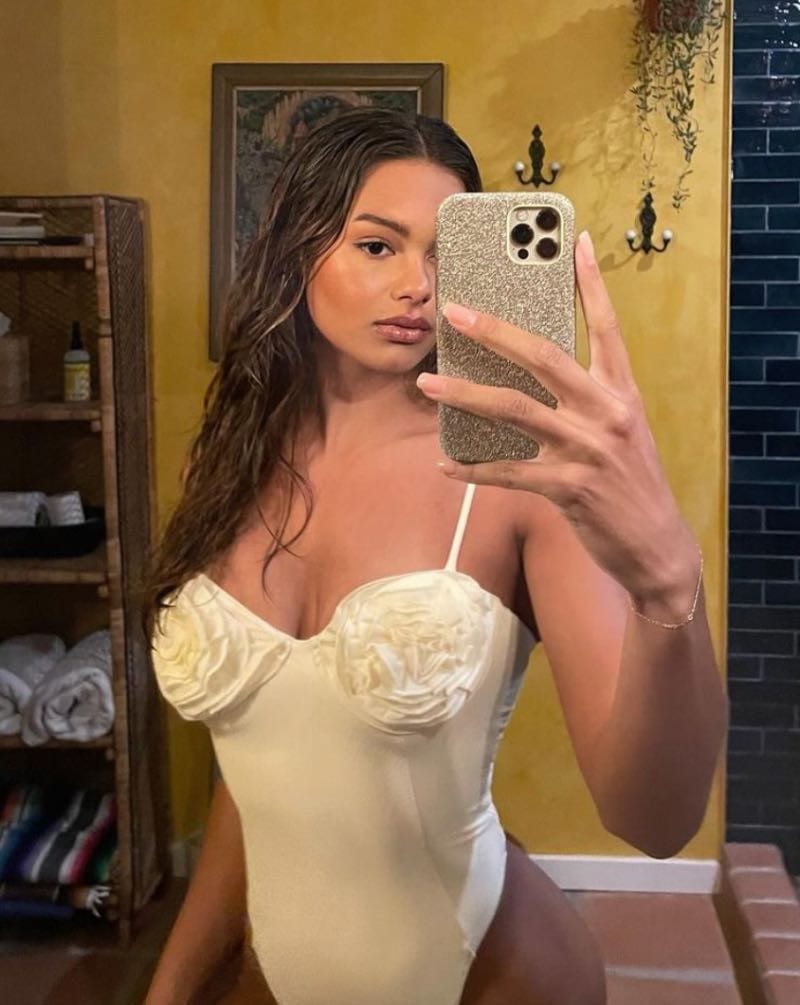 Anicka in white bathing suit