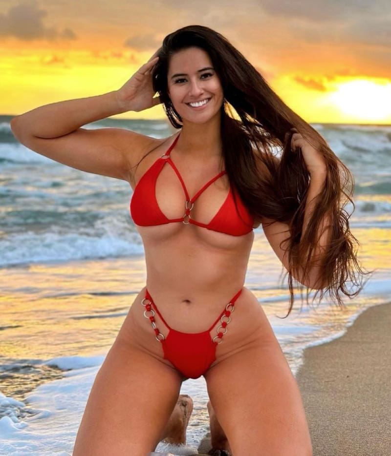 Red bikini.