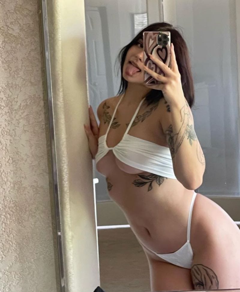 Natalie in white lingerie