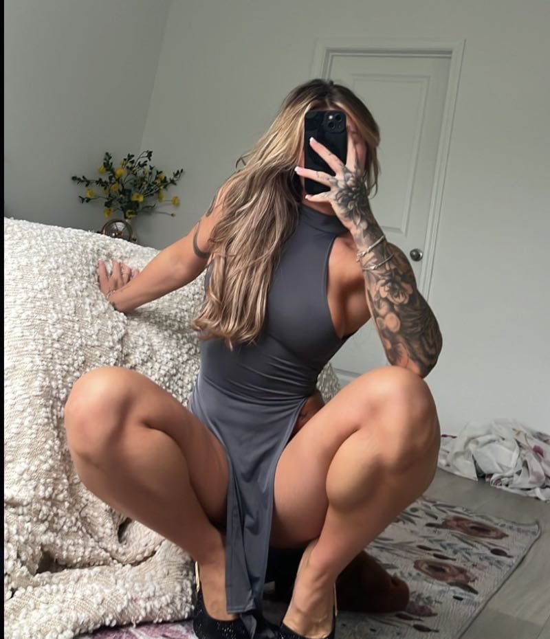 Alaina in grey dress
