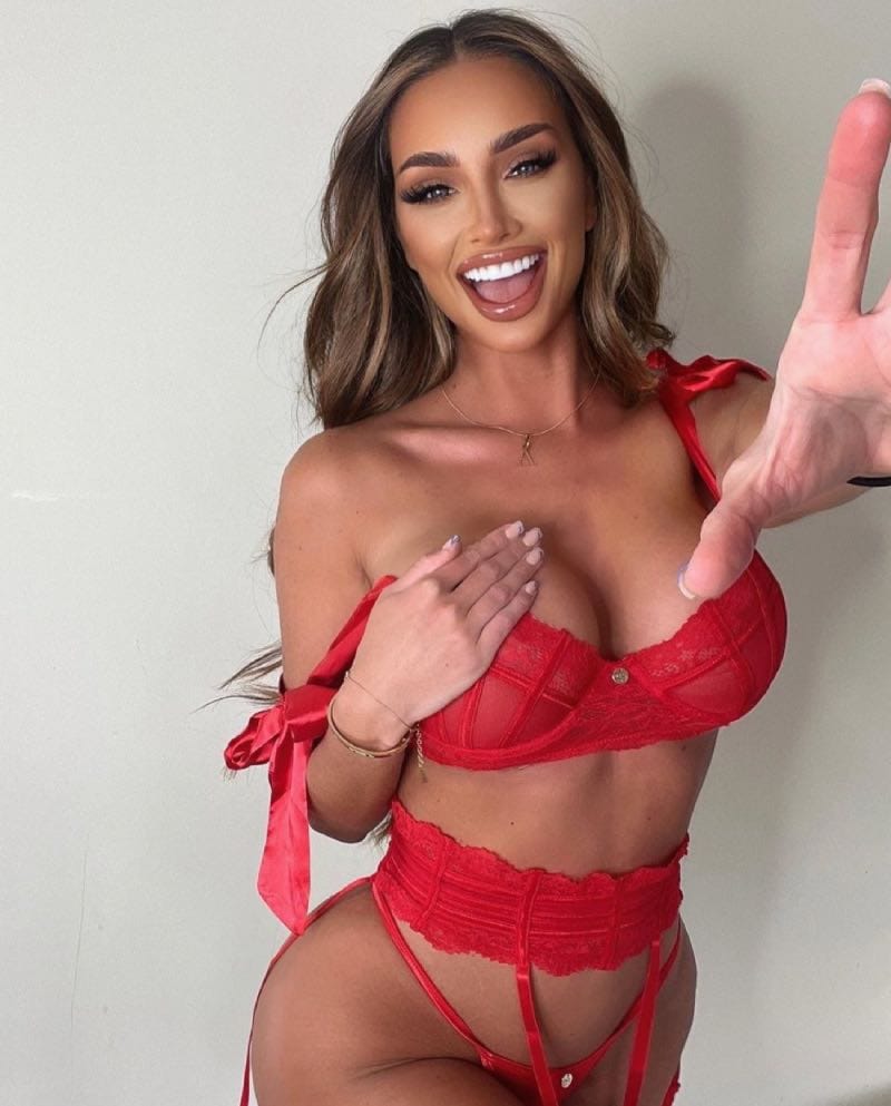 Red lingerie babe