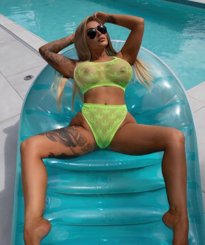 Gemma on pool floaty