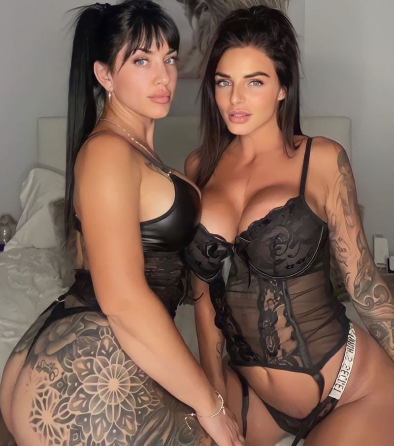 Cindy with friend in hotel room