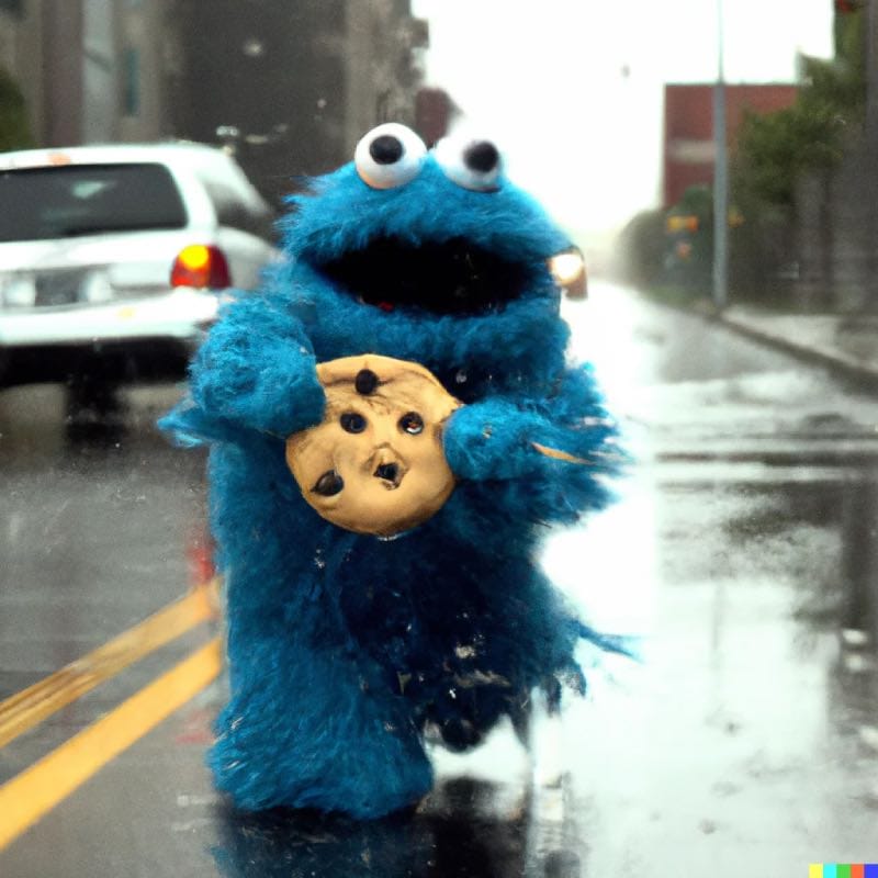 Cookie Monster on roads