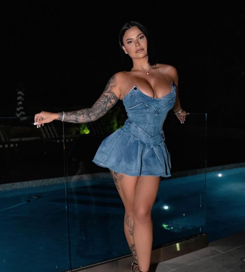 Casey in blue dress