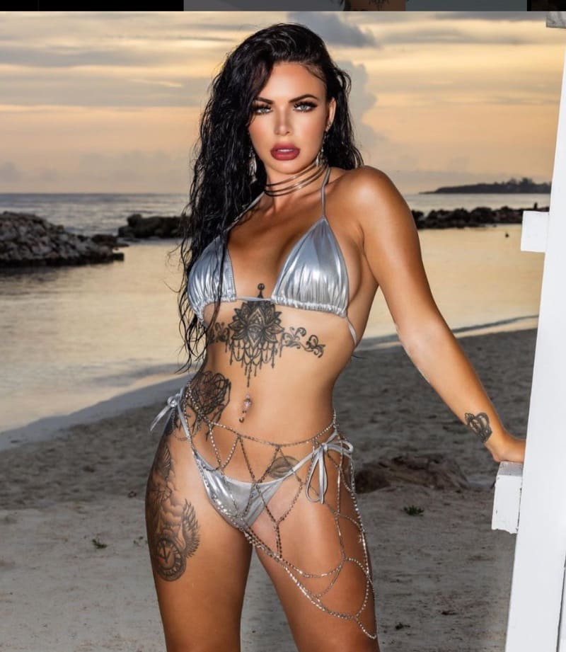 Sexy babe in silver
