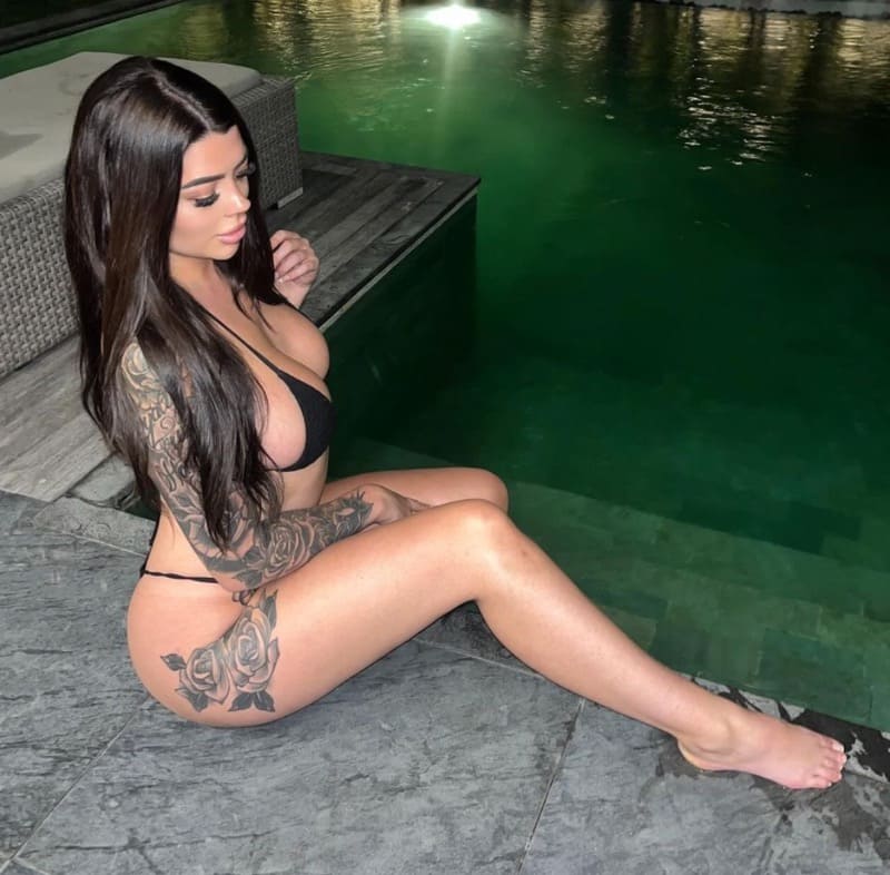 Stephanie next to pool