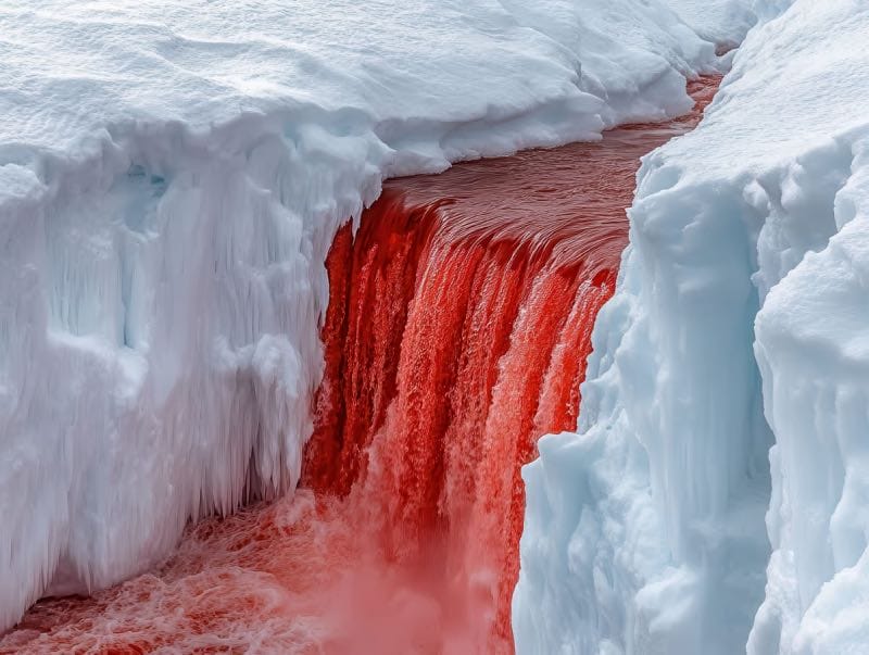 Antarctica's Blood Falls white on red
