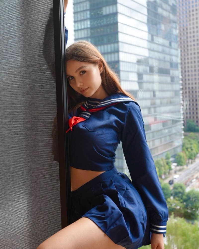 Sophie in blue dress