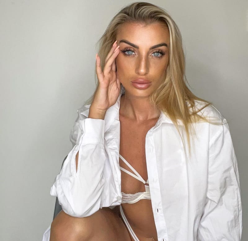 Tamara in white lingerie
