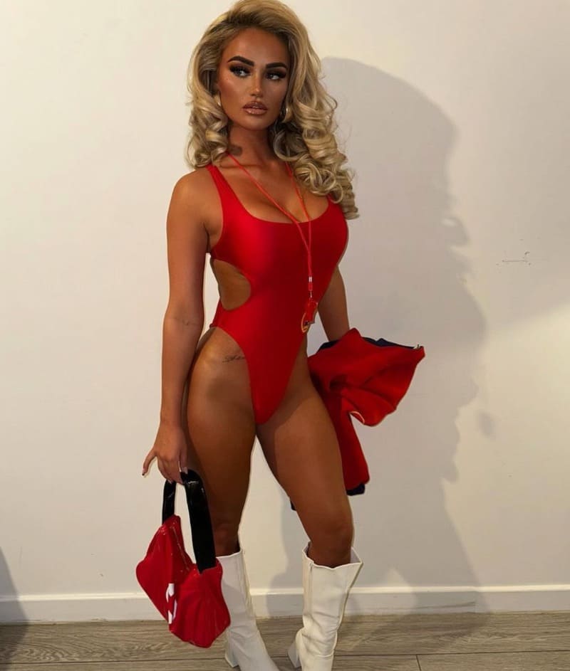Courtney in red