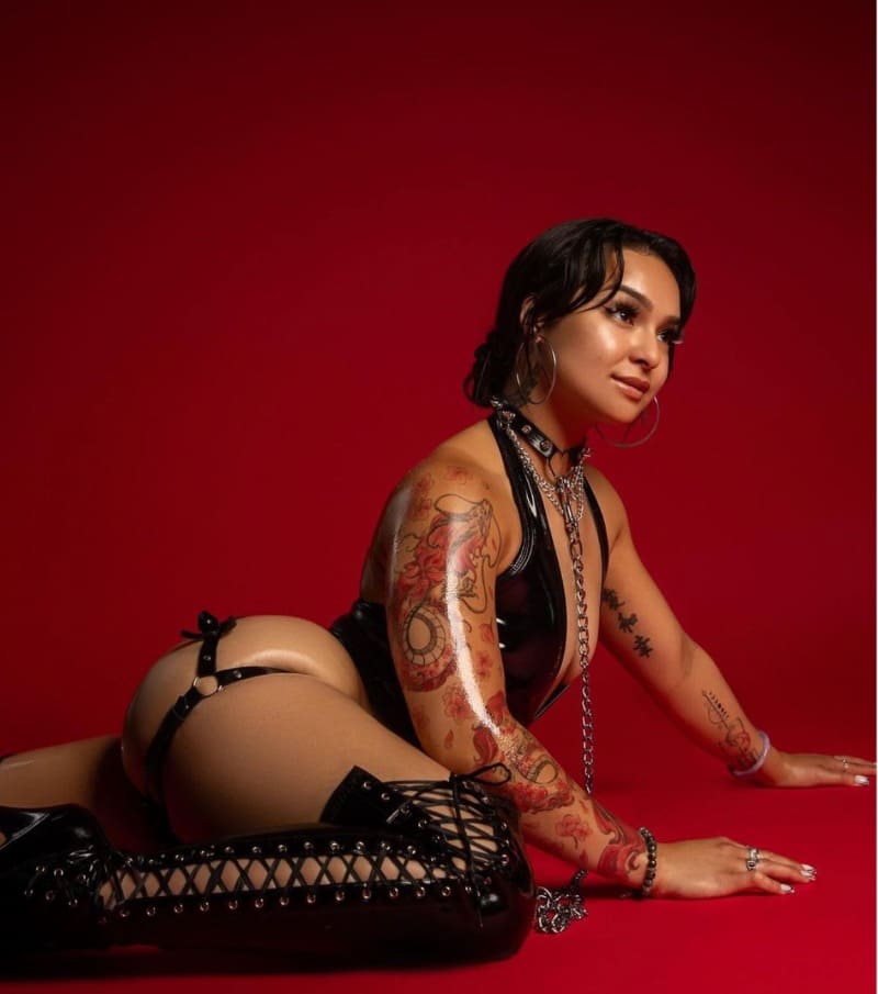 Jackie in BDSM outfit