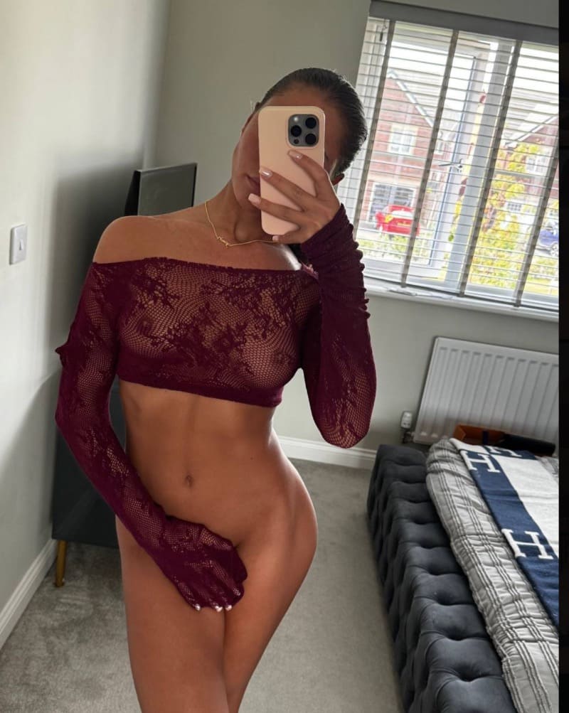 Olivia in red lingerie