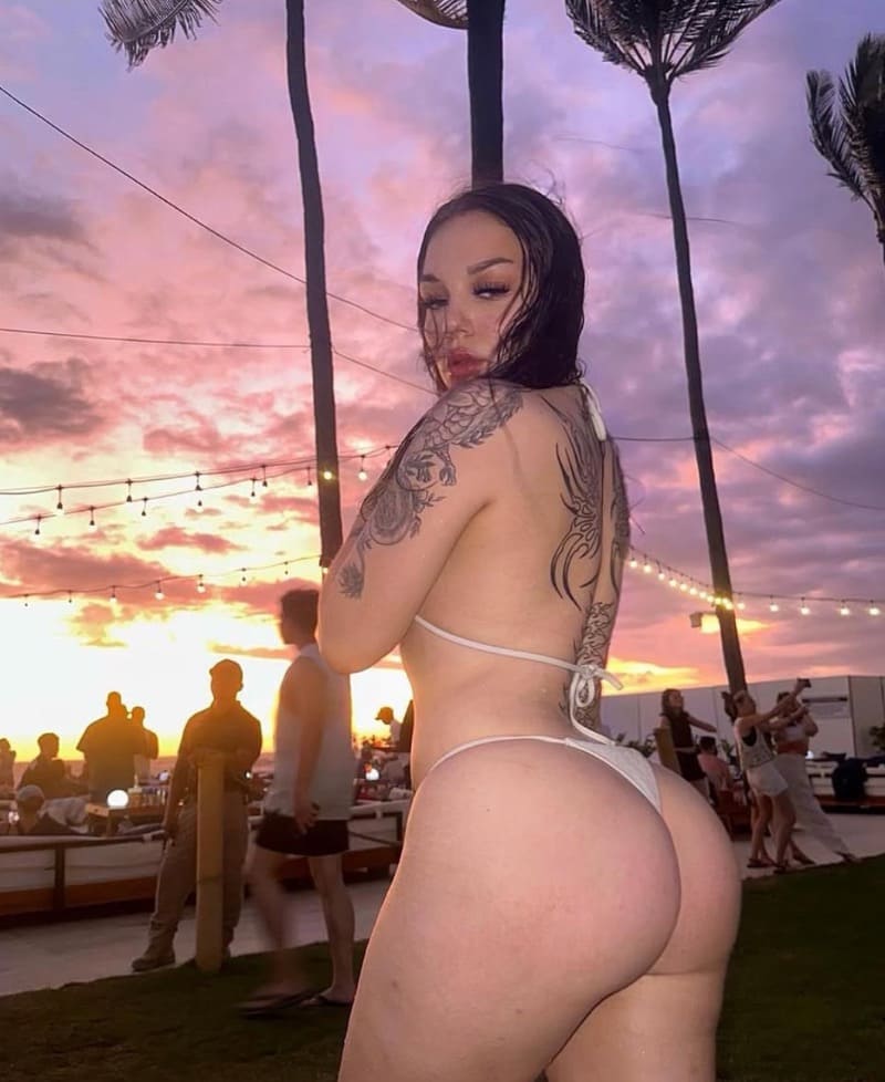 Lilly in white bikini