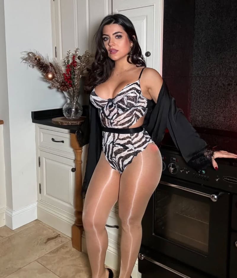 Lily in zebra outfit with sexy nylons