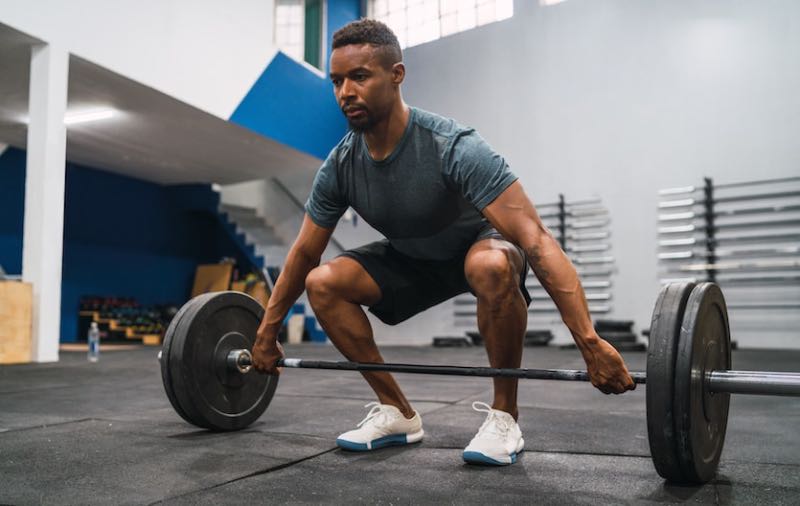 Man is doing a workout