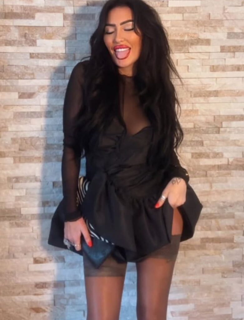 Babe in sexy black dress