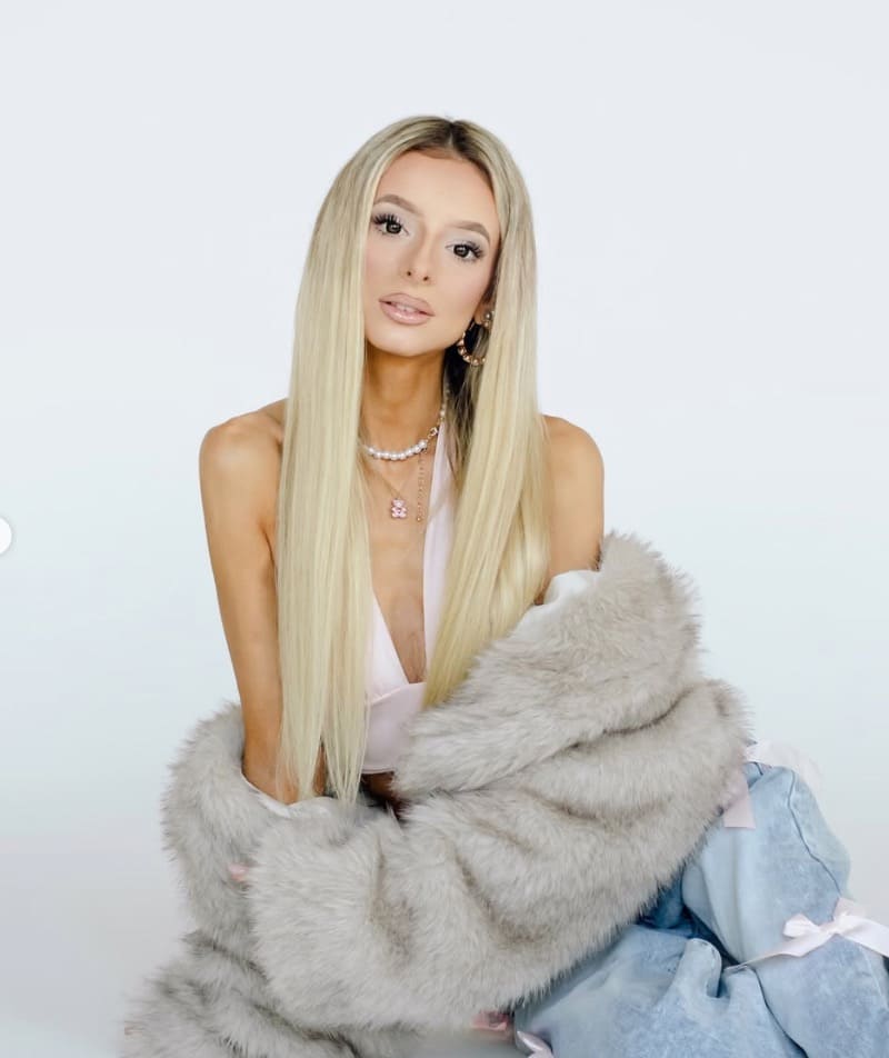Natalie in sexy grey outfit