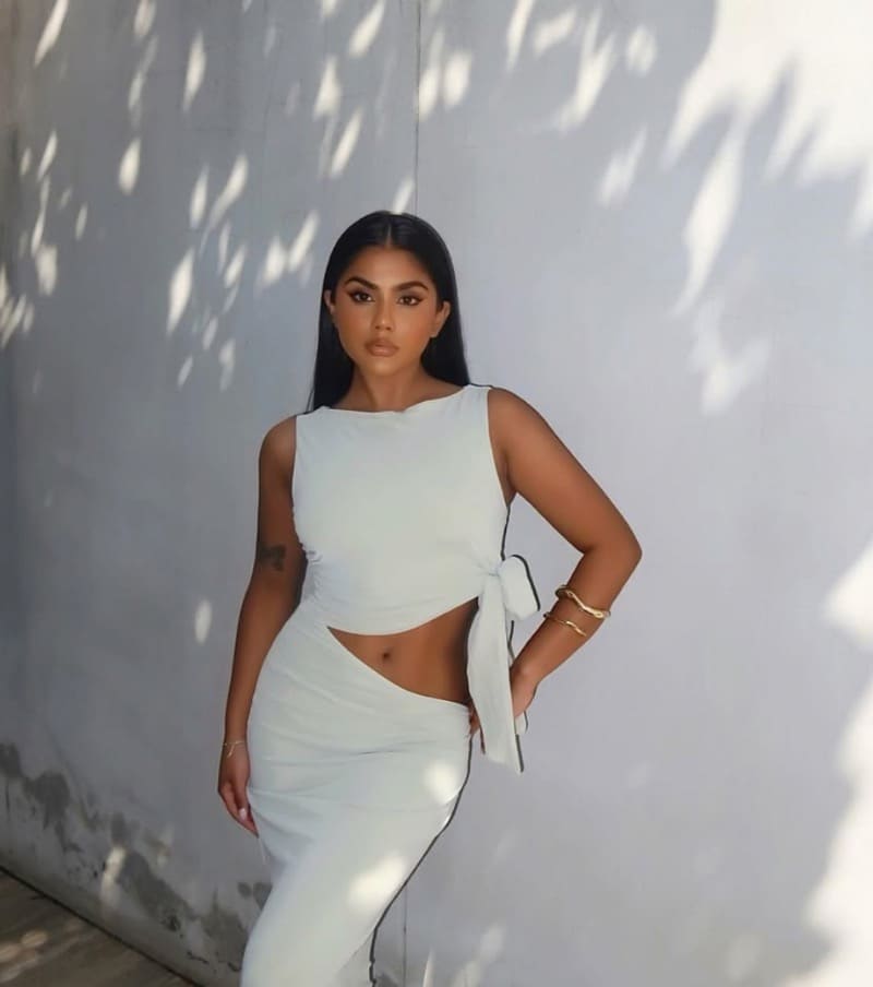 Shaniya in white dress
