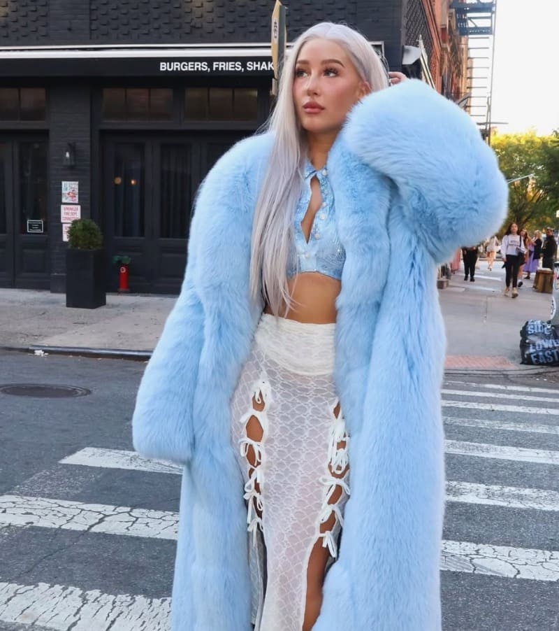Kylie in blue coat