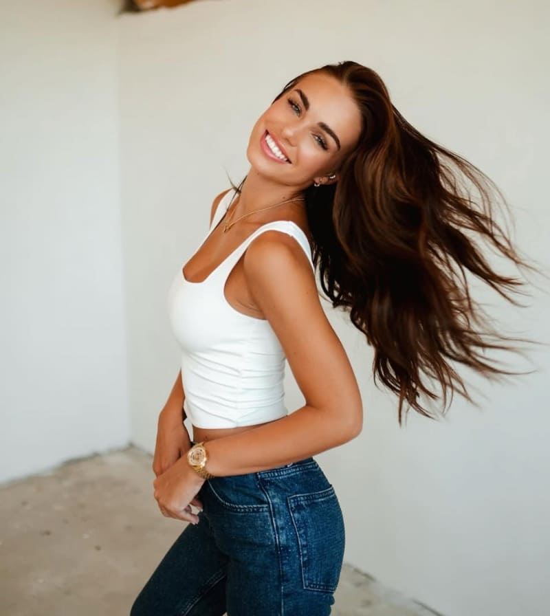 Petra in sexy white top