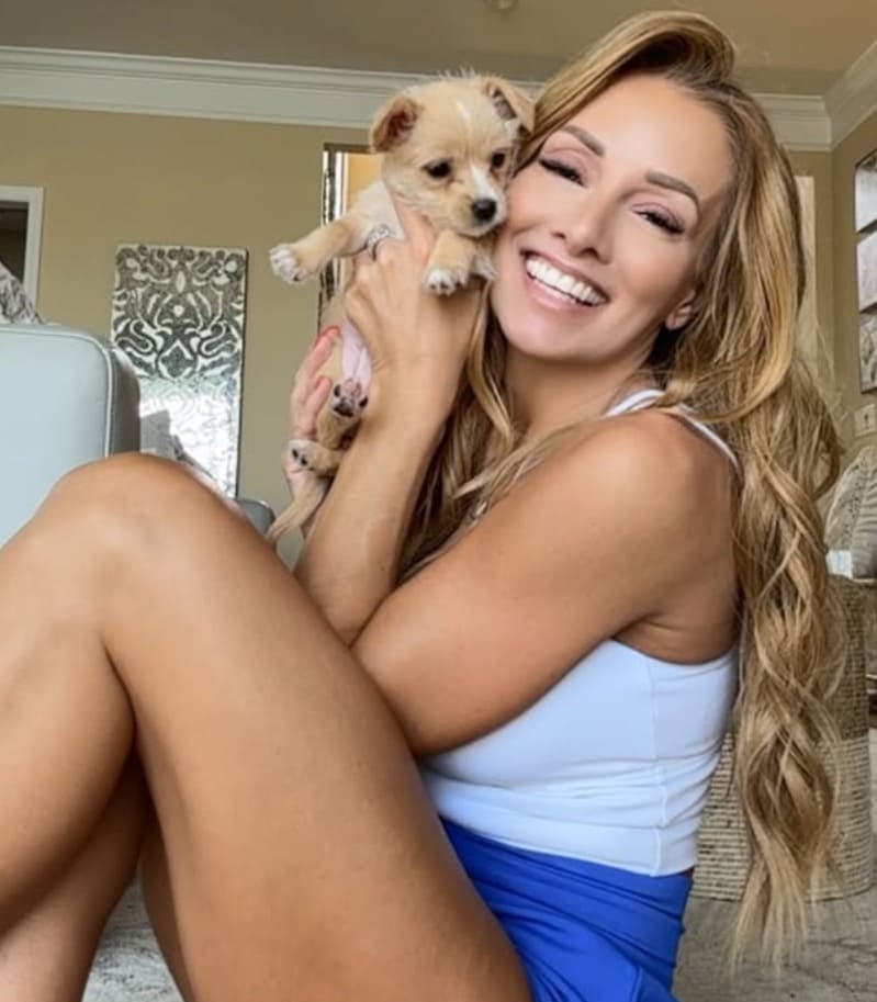 Sexy babe with dog