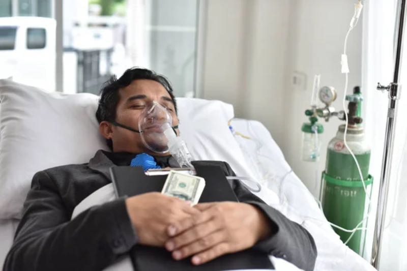 Rich person in hospital Americans