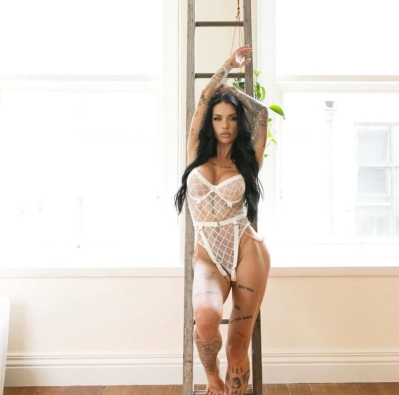 Krystal in white lingerie