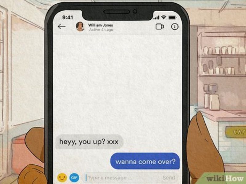 Sending a text with a kiss