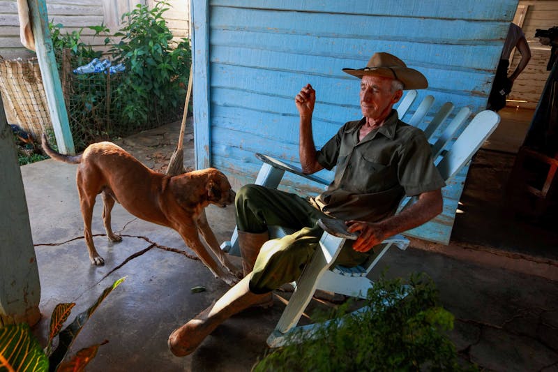 Old man on porch