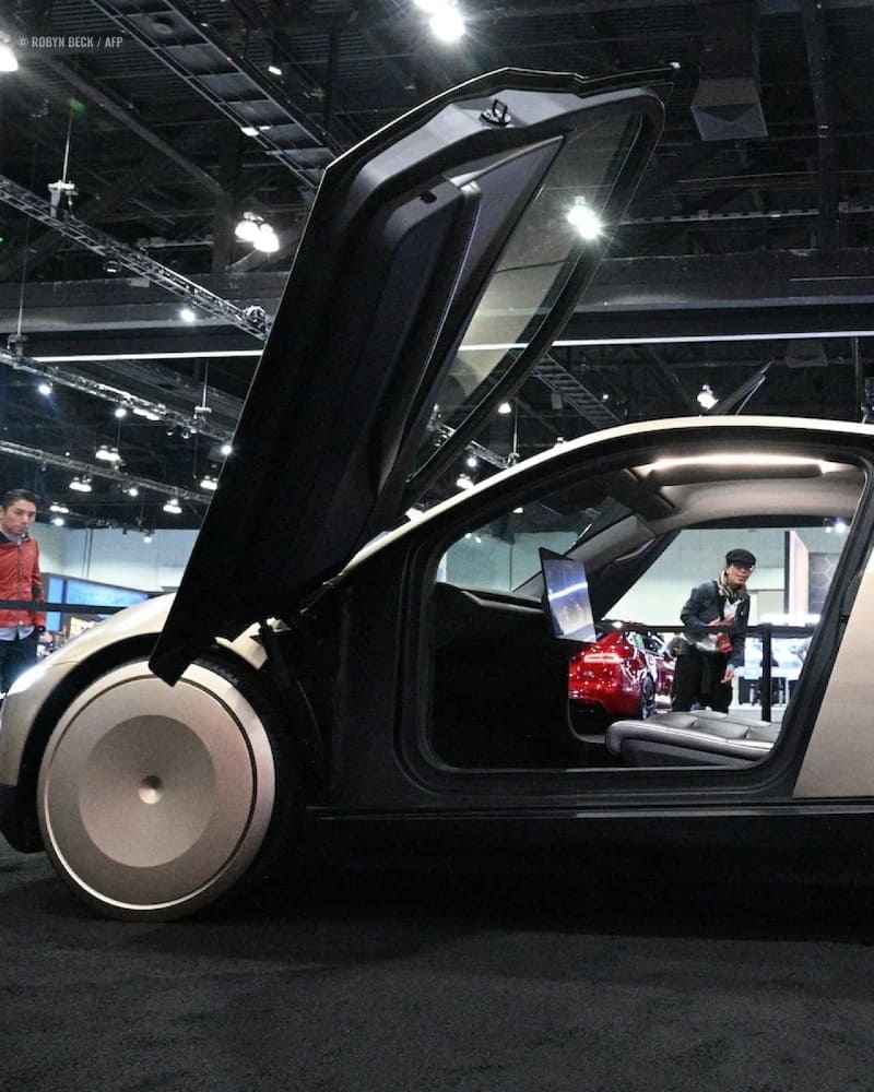 Tesla robotaxi with doors open