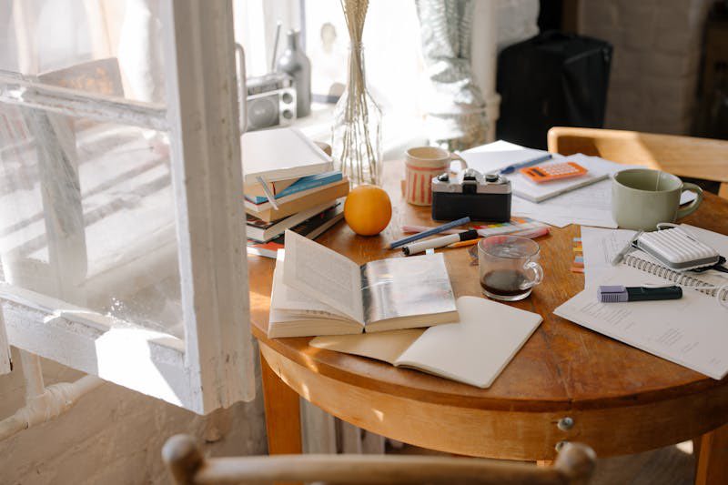 Table with clutter