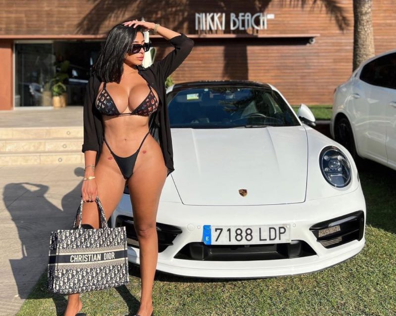 Thalia in luxe outfit 
