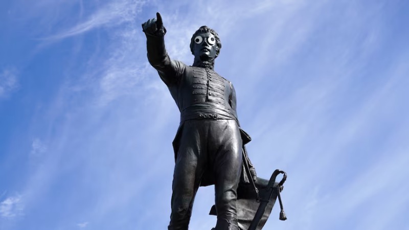 Statue with Googly Eyes