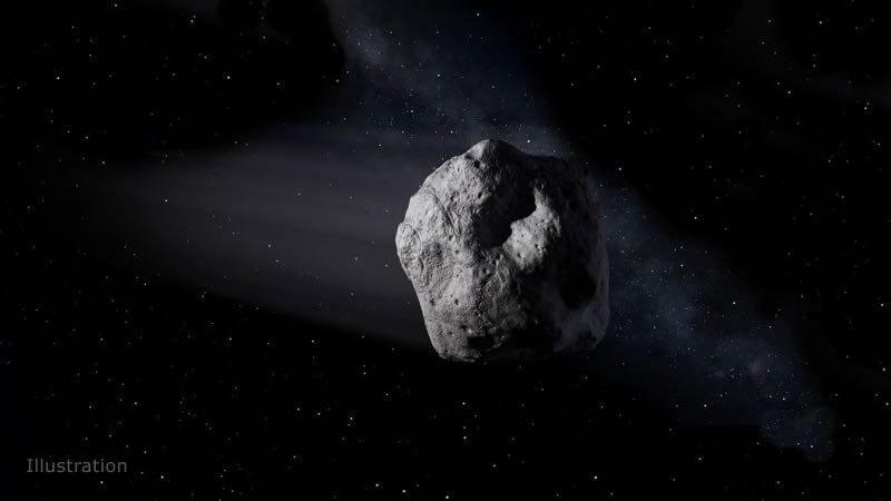 Asteroïde vliegt in ruimte 