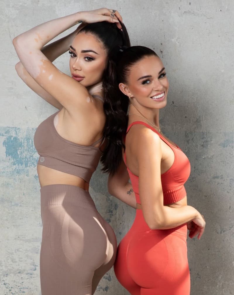 Veronica in sexy beige outfit