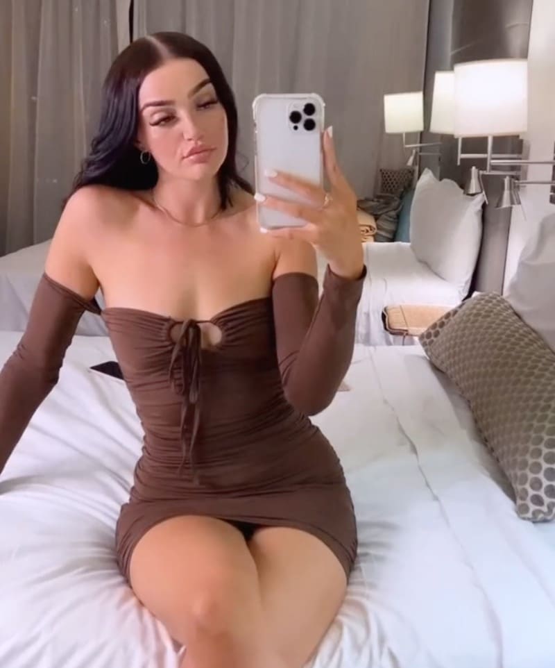 Megan in sexy short dress