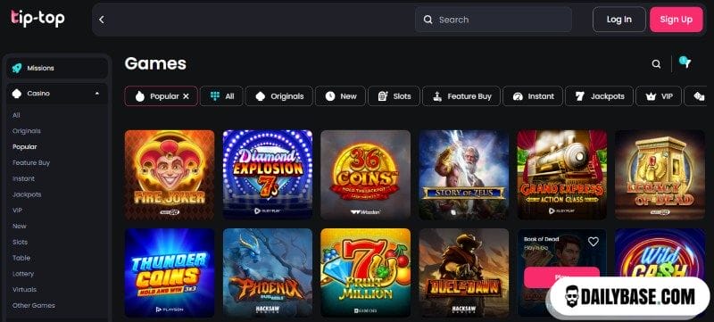 Tip Top online casino NL spellen