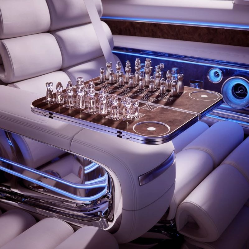 Het schaakbord bij de nieuwe mercedes auto