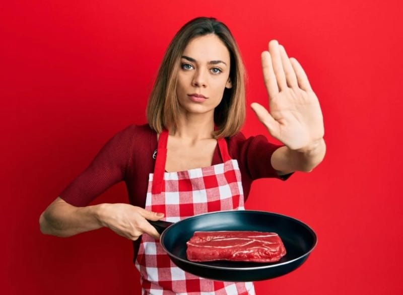 Vrouwe stopt vlees eten