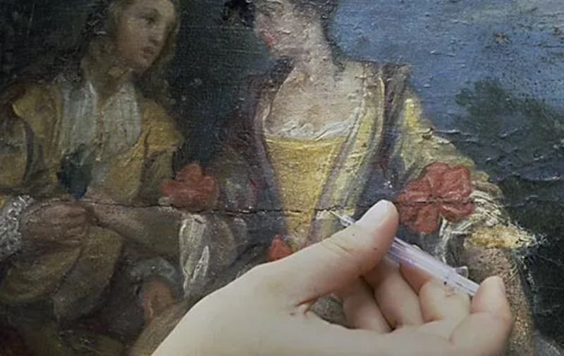 Persoon hersteld schilderij