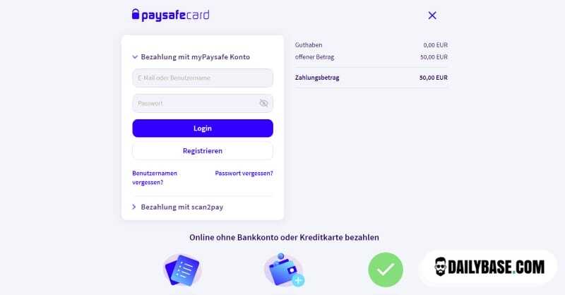 myPaysafe Kontoeröffnung und Einzahlung