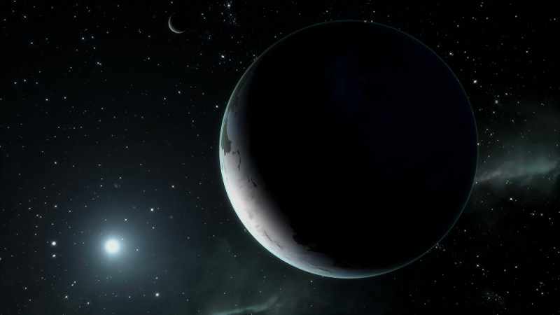 Weltraum mit Planet und Sonne
