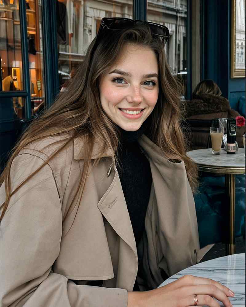 Tilly Norwood im Cafe - lächelt sexy