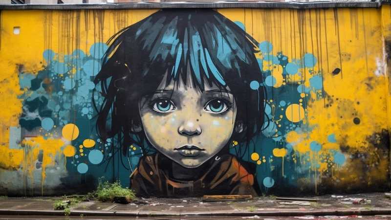 Kindergesicht als Graffitti-Kunst