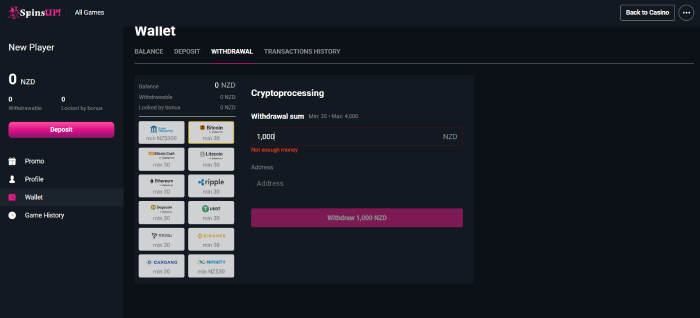 Select the amount at fast payout casino